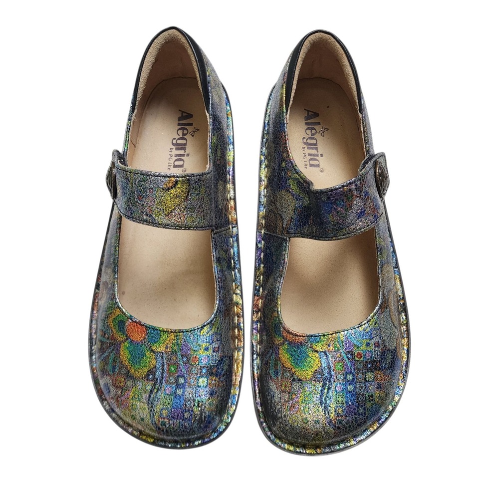 Alegria Womens Paloma Gypsy Rose Mary Jane Shoes Size 9.5-10 Iridescent Floral